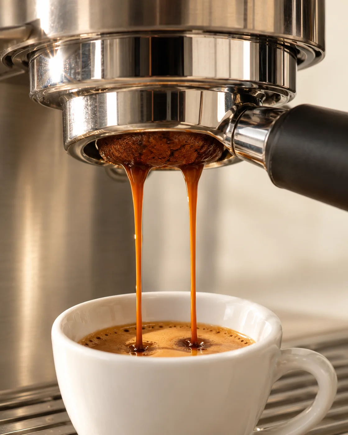 Espresso çekimi: portafiltre ve iki akış